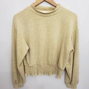Urban Romantics Tan Elastic Ruffle Bottom Sweatshirt Women's Sz M